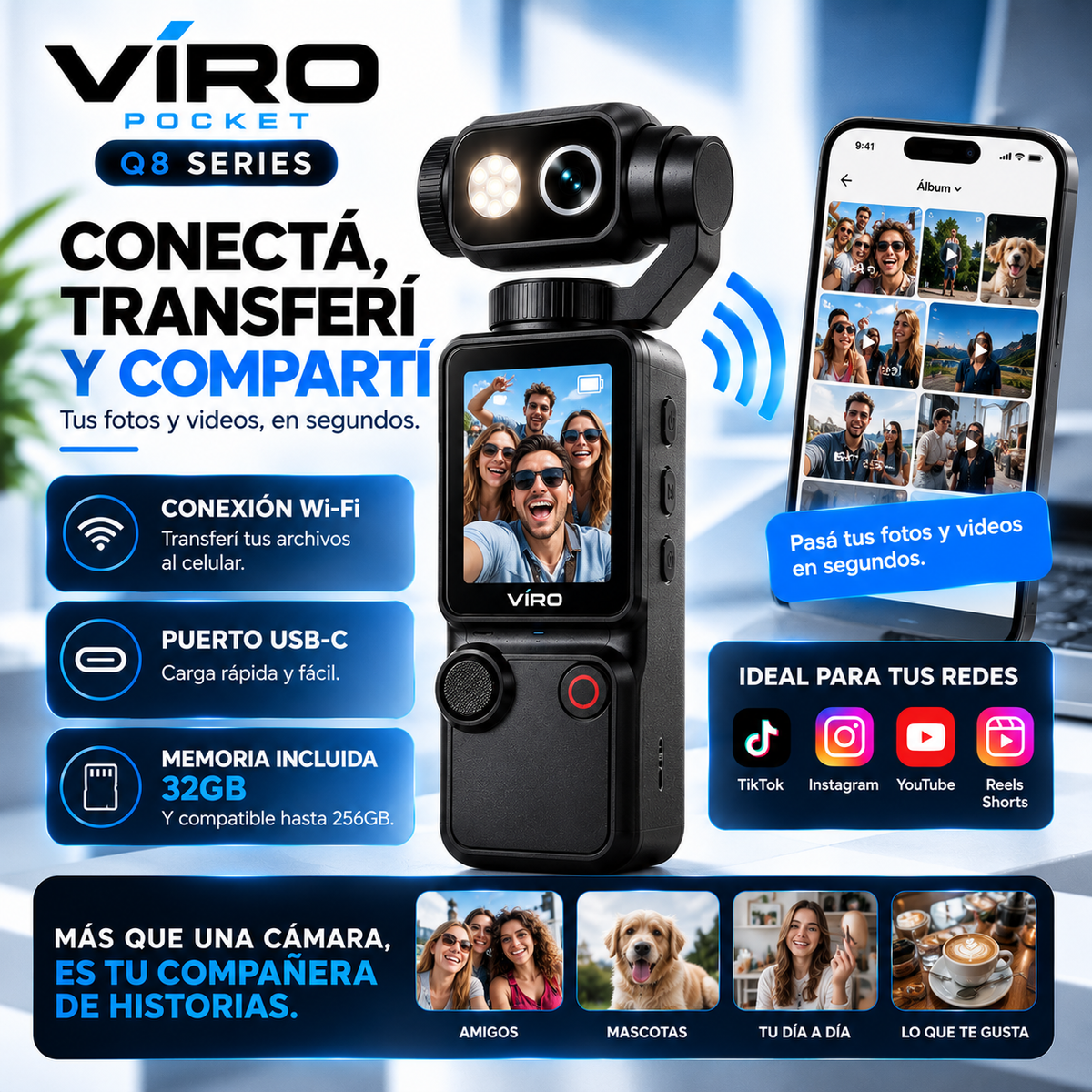 VIRO POCKET Q8 SERIES™La pocket que llevás a todos lados.