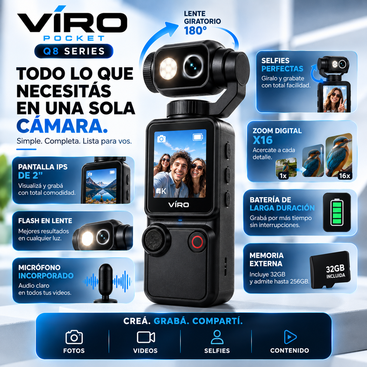 VIRO POCKET Q8 SERIES™La pocket que llevás a todos lados.