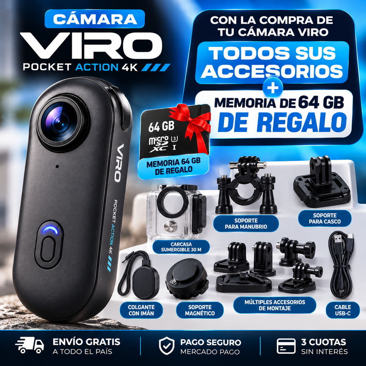 VIRO POCKET ACTION 4K “GRABÁ LA AVENTURA DESDE ADENTRO.”